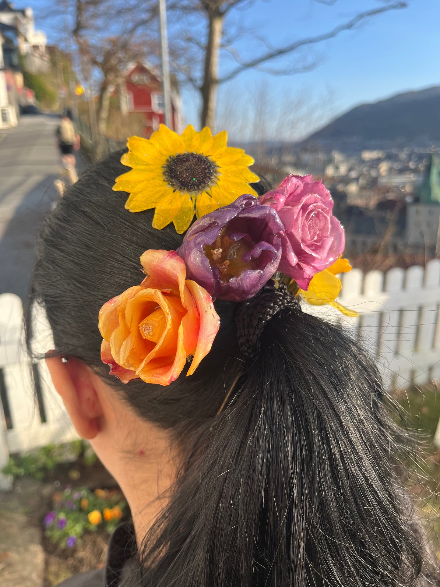 ILDROSE hårnål av ekte tørket blomst