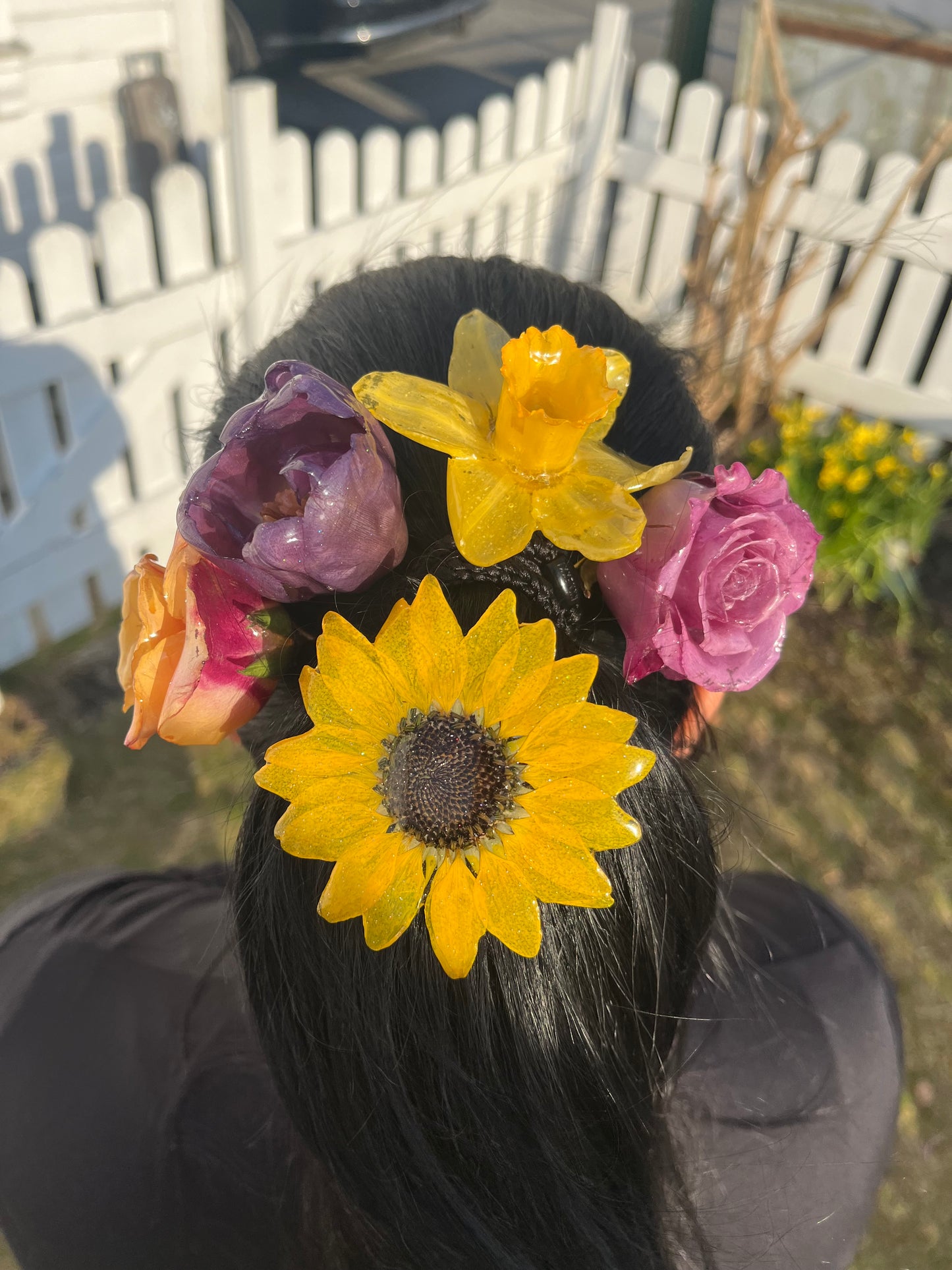 ROSA-LILLA ROSE hårnål av ekte tørket blomst