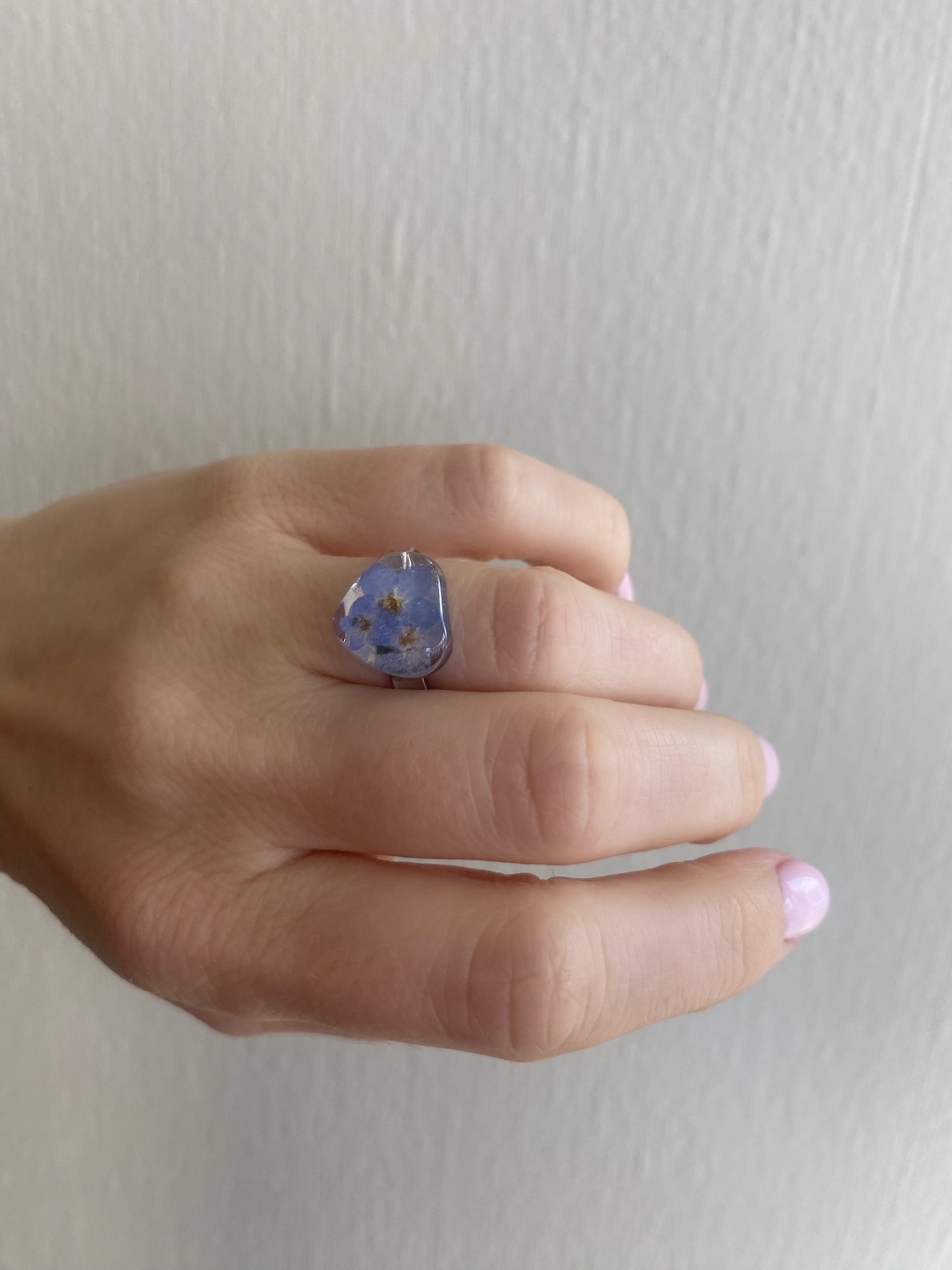 FORGLEMMEGEI ring - ekte tørkede blomster