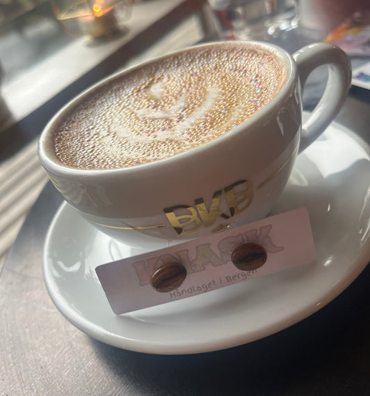 BKB kaffe øredobber, ekte kaffebønner, ørestift med lås