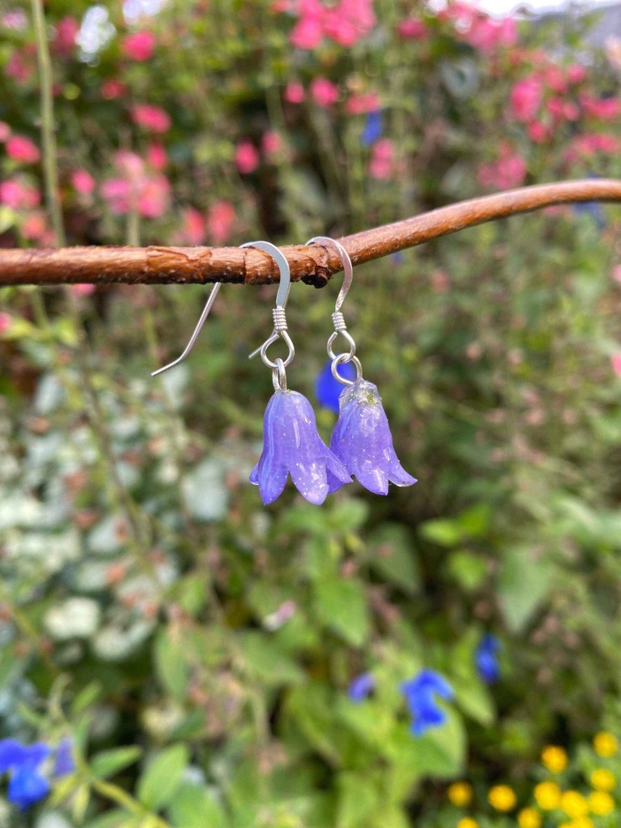 BLÅKLOKKER øredobber, 3D-tørkede blomster, 925 sølv - KNASK