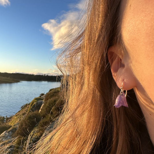 BLÅKLOKKER øredobber, 3D-tørkede blomster, 925 sølv - KNASK