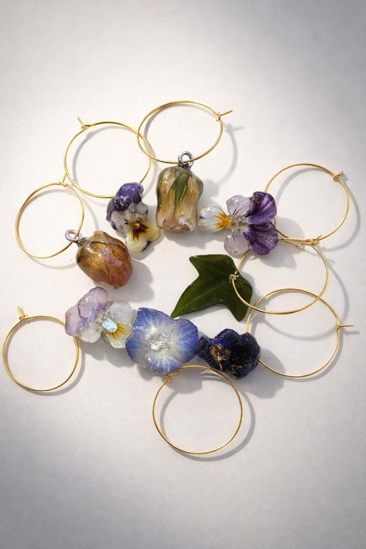 CHARMS til vinglass eller strikketøy - ekte tørkede blomster - Interiør KNASK