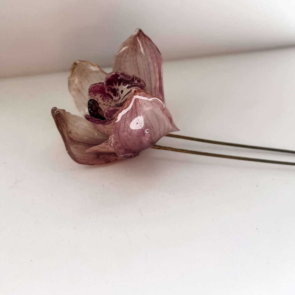 CYMBIDIUM orkidé hårnål, ekte tørket blomst - Hårpynt KNASK