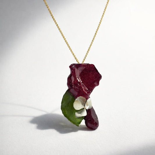 FRI PALESTINA smykke - ekte tørkede blomster - forgylt sølv - Smykke KNASK