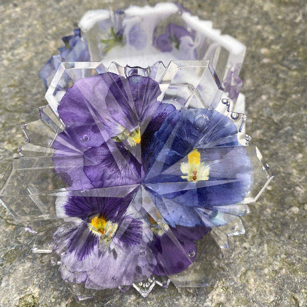 Frost smykkeskrin, blå og lilla fioler, ekte stemorsblomst - KNASK