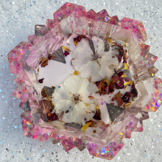 Frost smykkeskrin, rosa med blomsterblader - KNASK