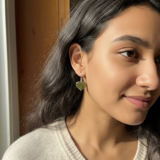 HJERTBLAD øredobber, ekte tørket eføy, 925 sølv - Øredobber KNASK