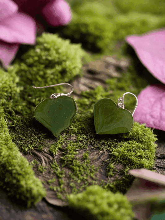 Hjerteblad øredobber, 925 sølv ørekroker - KNASK