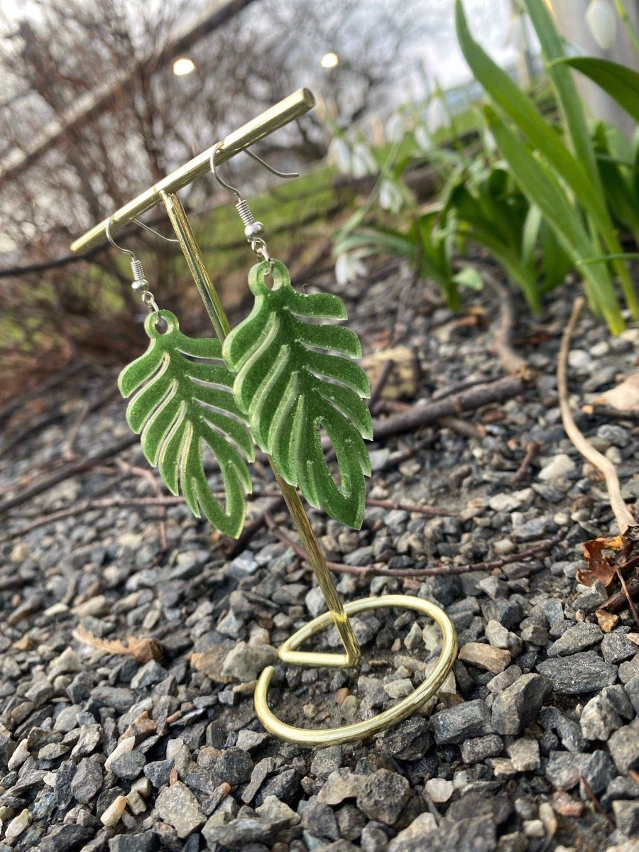 Holografisk blad øredobber (ikke ekte plante), kirurgisk stål - KNASK