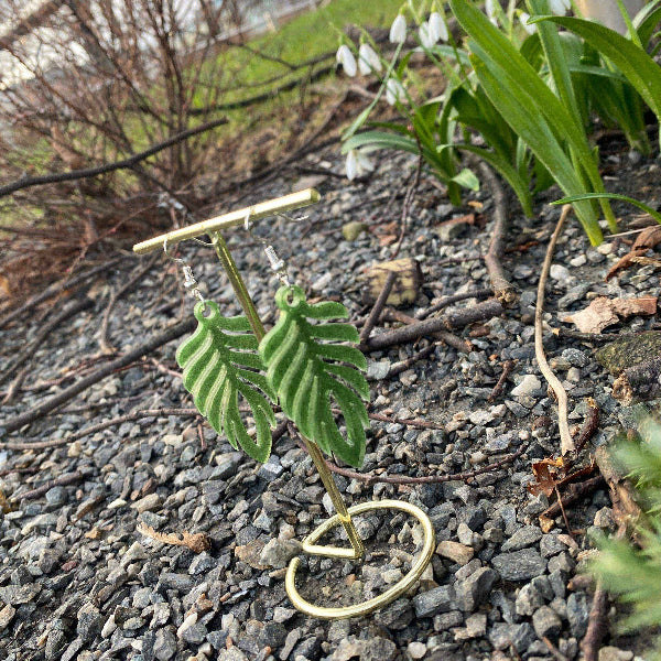 Holografisk blad øredobber (ikke ekte plante), kirurgisk stål - KNASK