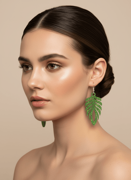 Holografisk blad øredobber (ikke ekte plante) - Øredobber KNASK