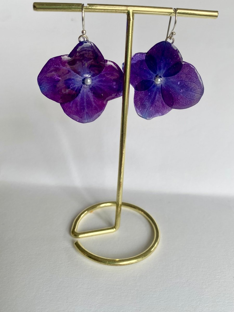 INDIGO HORTENSIA øredobber, sølv ørekroker - Øredobber KNASK