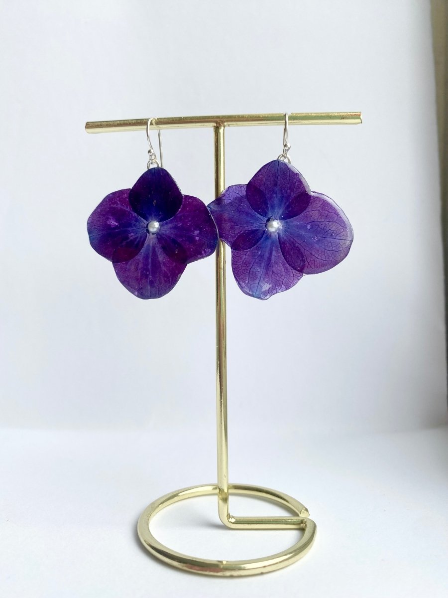 INDIGO HORTENSIA øredobber, sølv ørekroker - Øredobber KNASK
