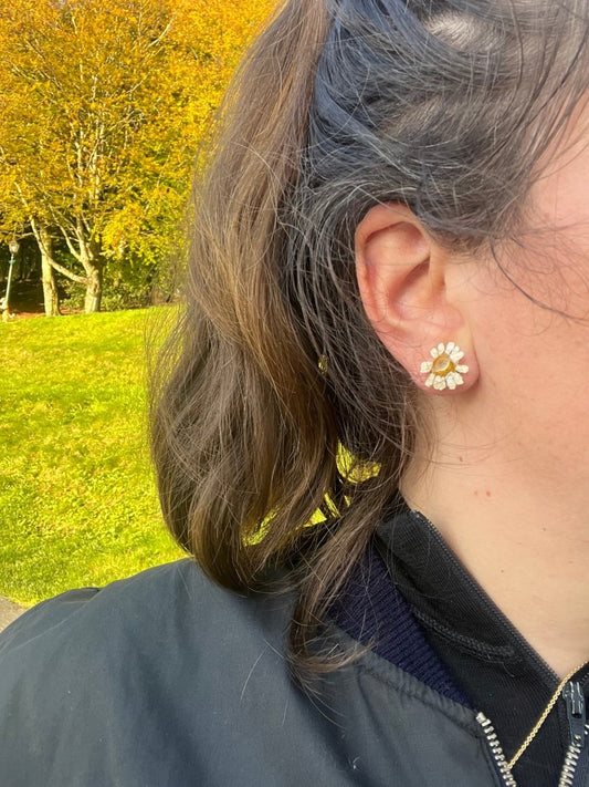 KAMILLE øredobber - ekte tørkede blomster, sølv ørestift - Øredobber KNASK