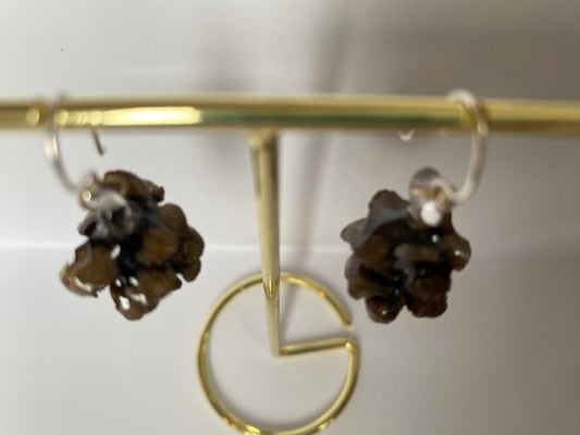 KONGLER øredobber, 925 sølv ørekroker, ekte plante - KNASK