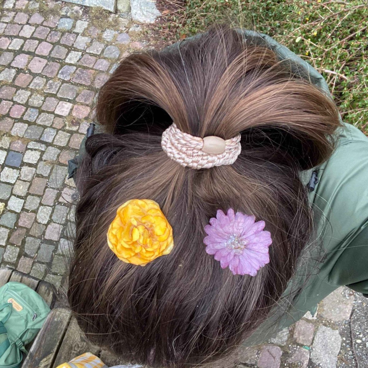 Krysantemum hårspenne (kam), ekte tørket blomst - KNASK