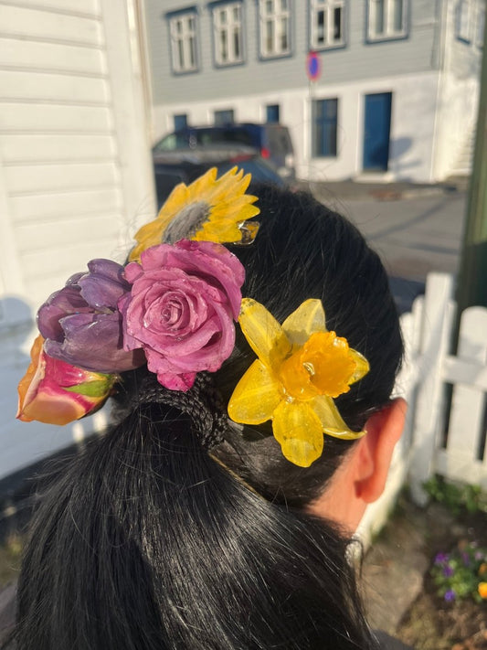 ROSA-LILLA ROSE hårnål av ekte tørket blomst - KNASK