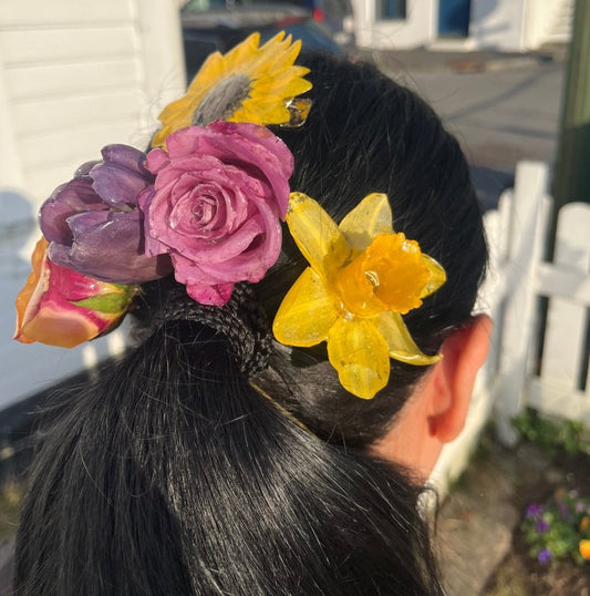 ROSA-LILLA ROSE hårnål av ekte tørket blomst - KNASK