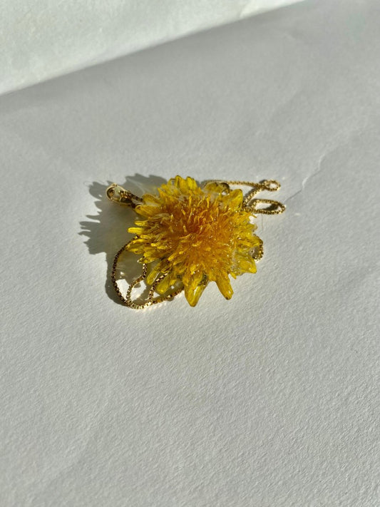 LØVETANN blomstersmykke, 3D-tørket blomst, 925 sølvkjede - KNASK