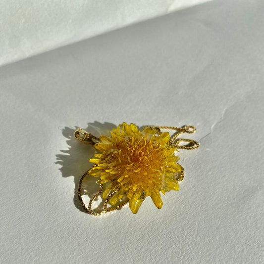 LØVETANN blomstersmykke, 3D-tørket blomst, 925 sølvkjede - KNASK