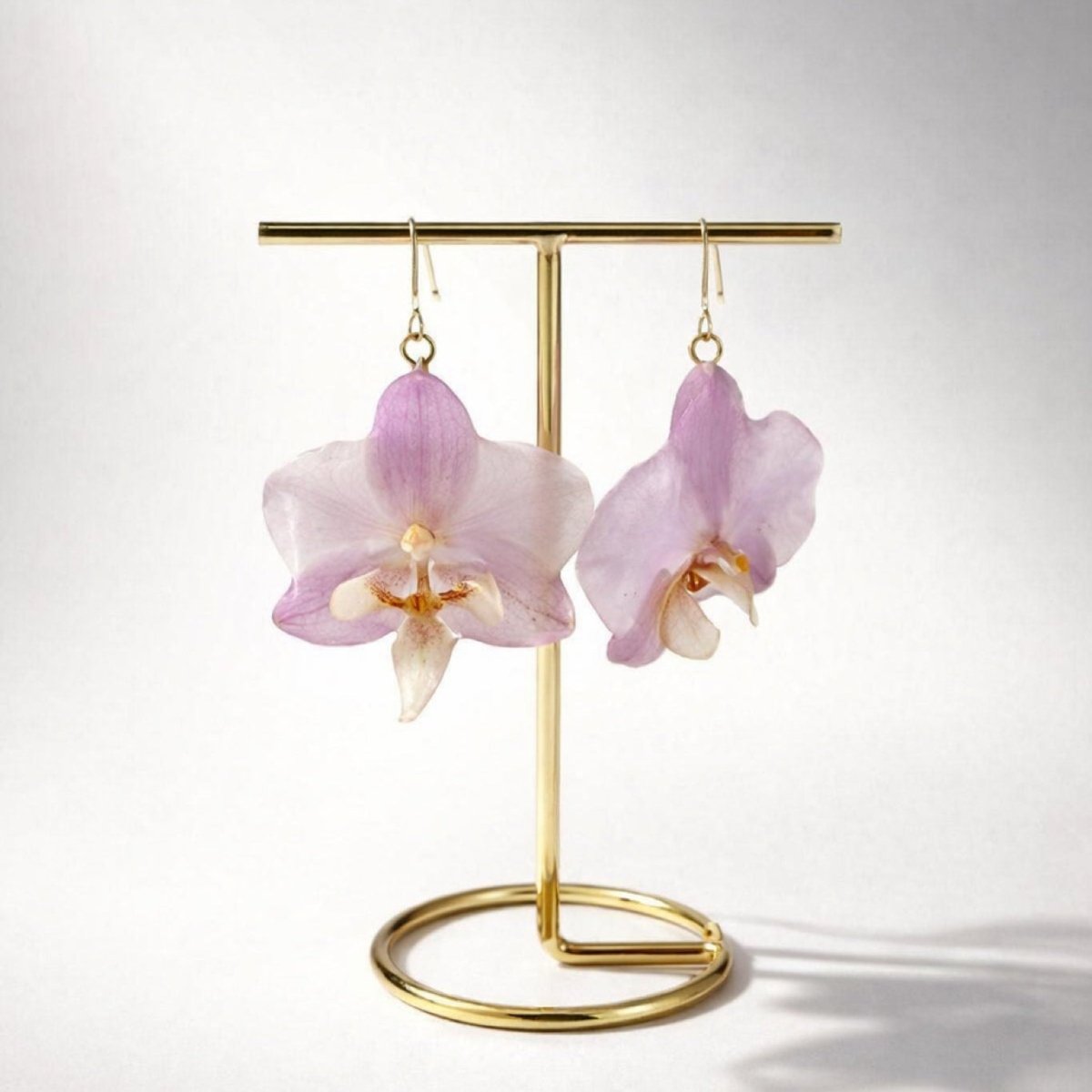 LYSEROSA ORKIDÉ øredobber - ekte tørket blomst - Øredobber KNASK
