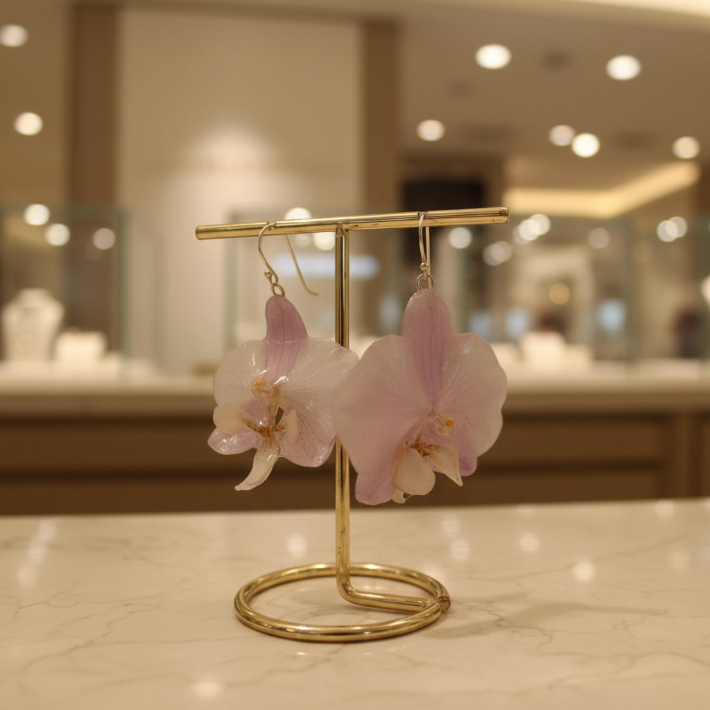 LYSEROSA ORKIDÉ smykke - ekte tørket blomst - Smykke KNASK