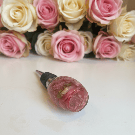 LYSEROSA ROSE vinstopper, ekte tørket blomst - Interiør KNASK