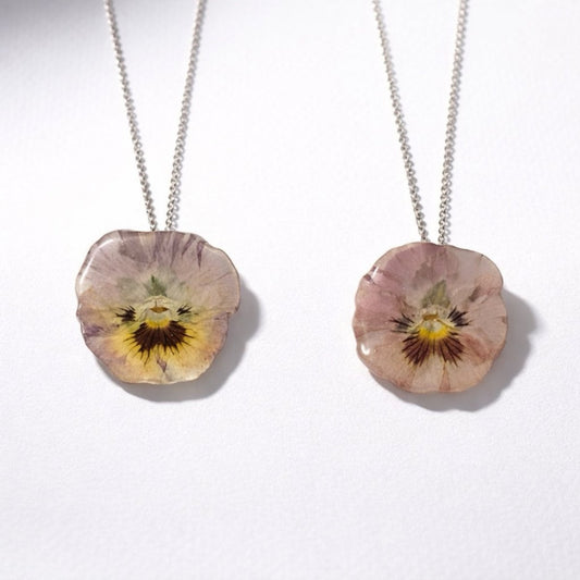 MAMA FIOL smykke - ekte tørket blomst - forgylt sølv - Smykke KNASK