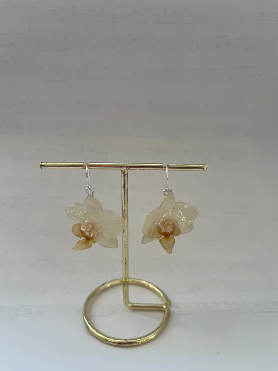 MINIATYR ORKIDÉ øredobber - ekte tørkede blomster - Øredobber KNASK