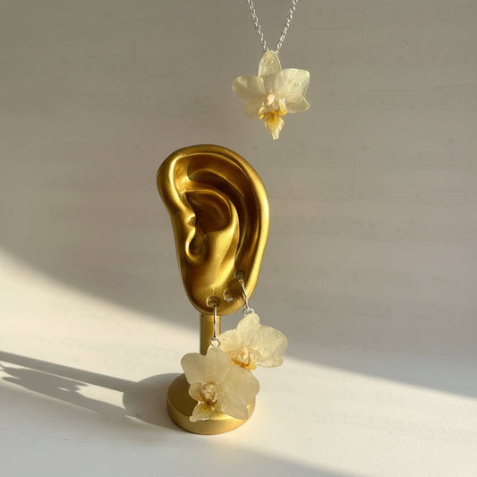 MINIATYR ORKIDÉ smykke - ekte tørket blomst - Smykke KNASK