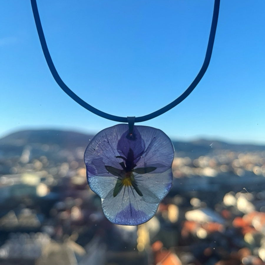 NATT OG DAG FIOL smykke - ekte tørket stemorsblomst - sølv - Smykke KNASK