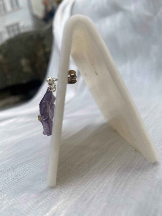 Nemesia tricolor øredobber, 925 sølv ørestikker med lås - KNASK