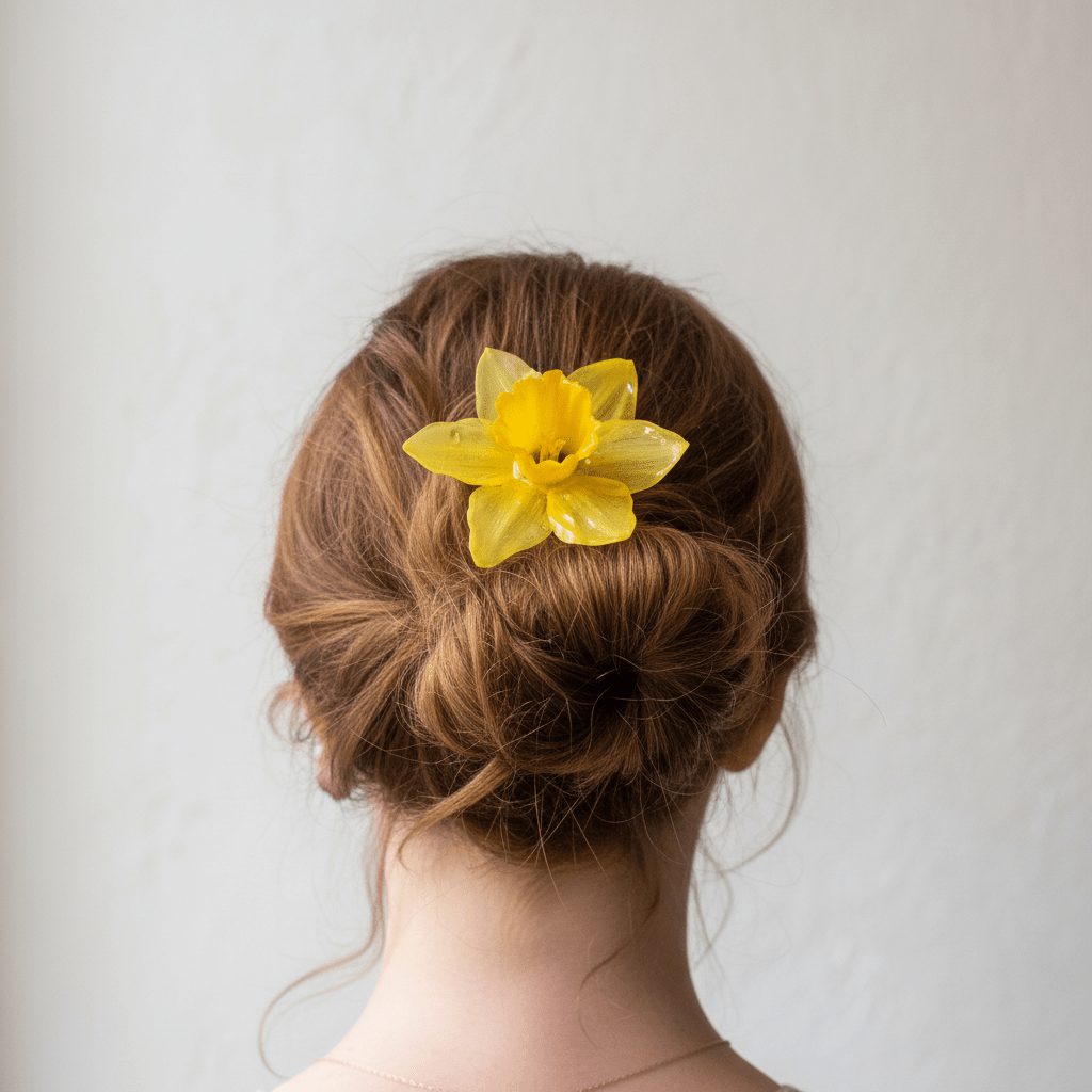 PÅSKELILJE hårpynt - ekte tørket blomst, hårnål eller hårspenne - Hårpynt KNASK