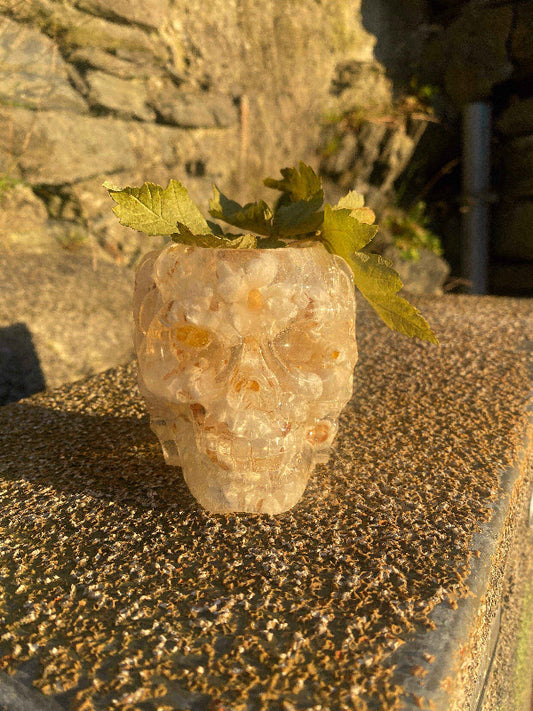 Popcorn hodeskalle skål, liten vase, epoxy resin kunstharpiks - KNASK