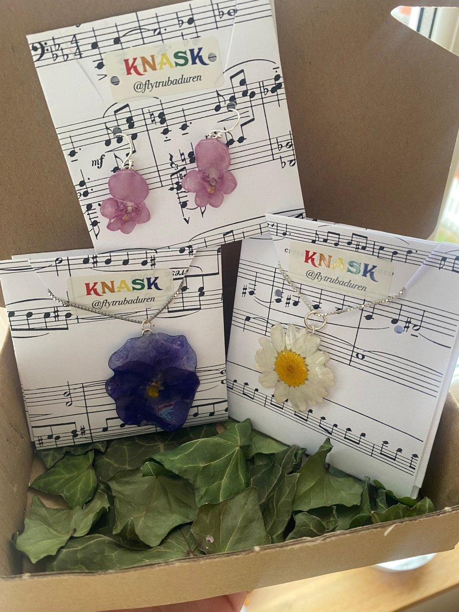 MARGERITT øredobber, 925 sølv ørekroker, ekte tørkede blomster - KNASK