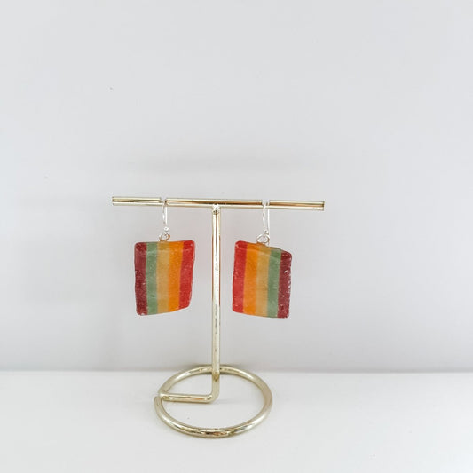 PRIDE-FLAGG øredobber, ekte regnbue-snop - KNASK