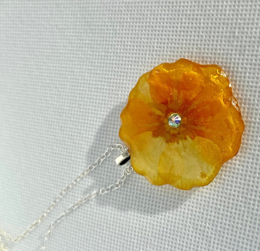 PRIMLE blomstersmykke, 925 sølvkjede, ekte tørket blomst - KNASK