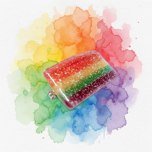 REGNBUE-SNOP Pride-brosje, ekte godteri, metall - KNASK