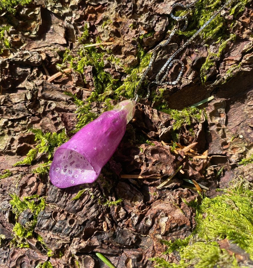 REVEBJELLE blomstersmykke, 3D sølvkjede - KNASK