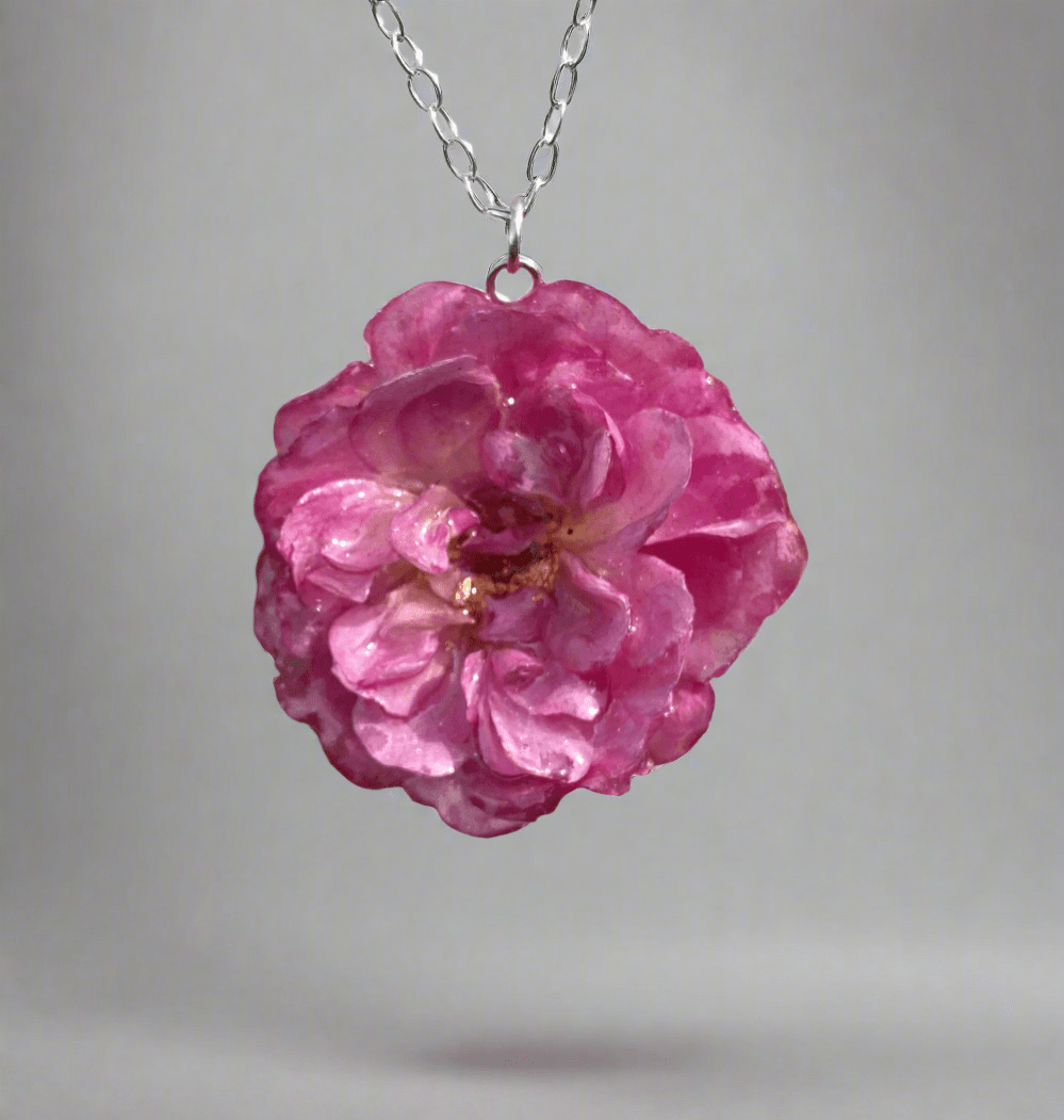 ROSA BUSKROSE blomstersmykke, sølvkjede - Smykke KNASK