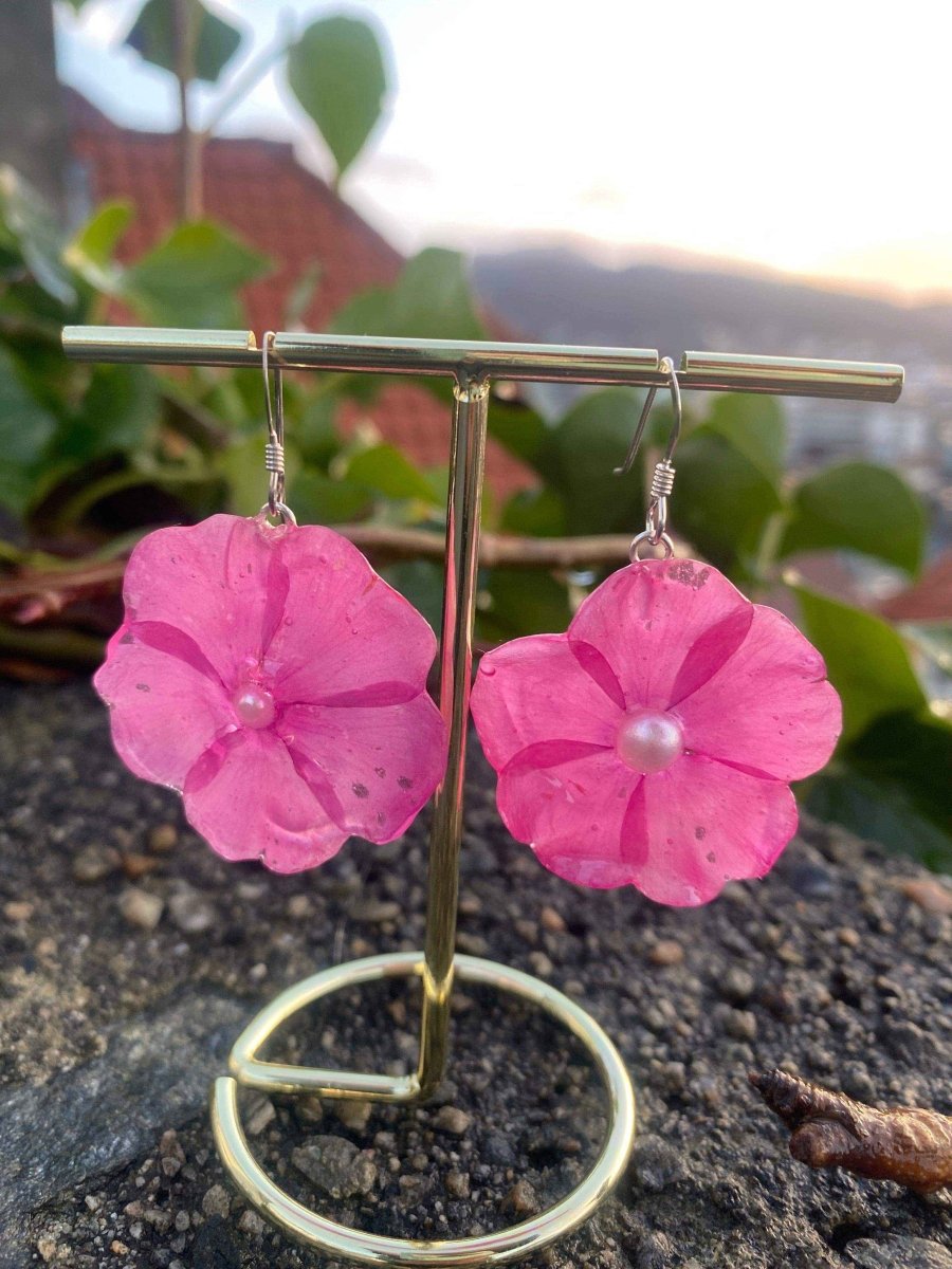 Rosa høstfloks øredobber, 3D sølv - KNASK