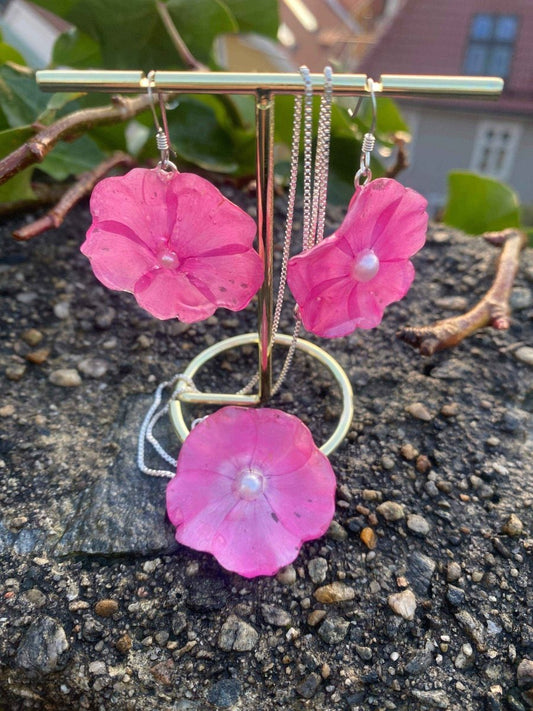 Rosa høstfloks øredobber, 3D sølv - KNASK