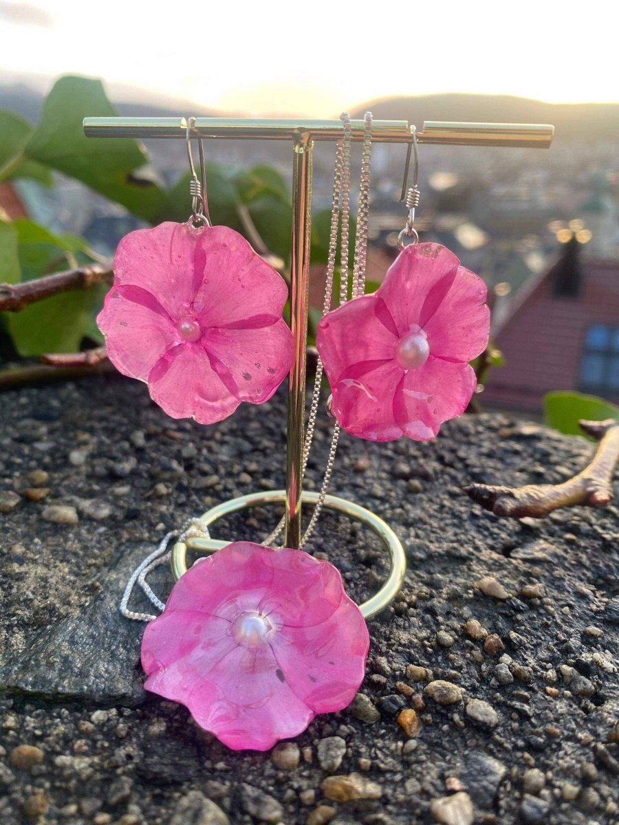 Rosa høstfloks øredobber, 3D sølv - KNASK