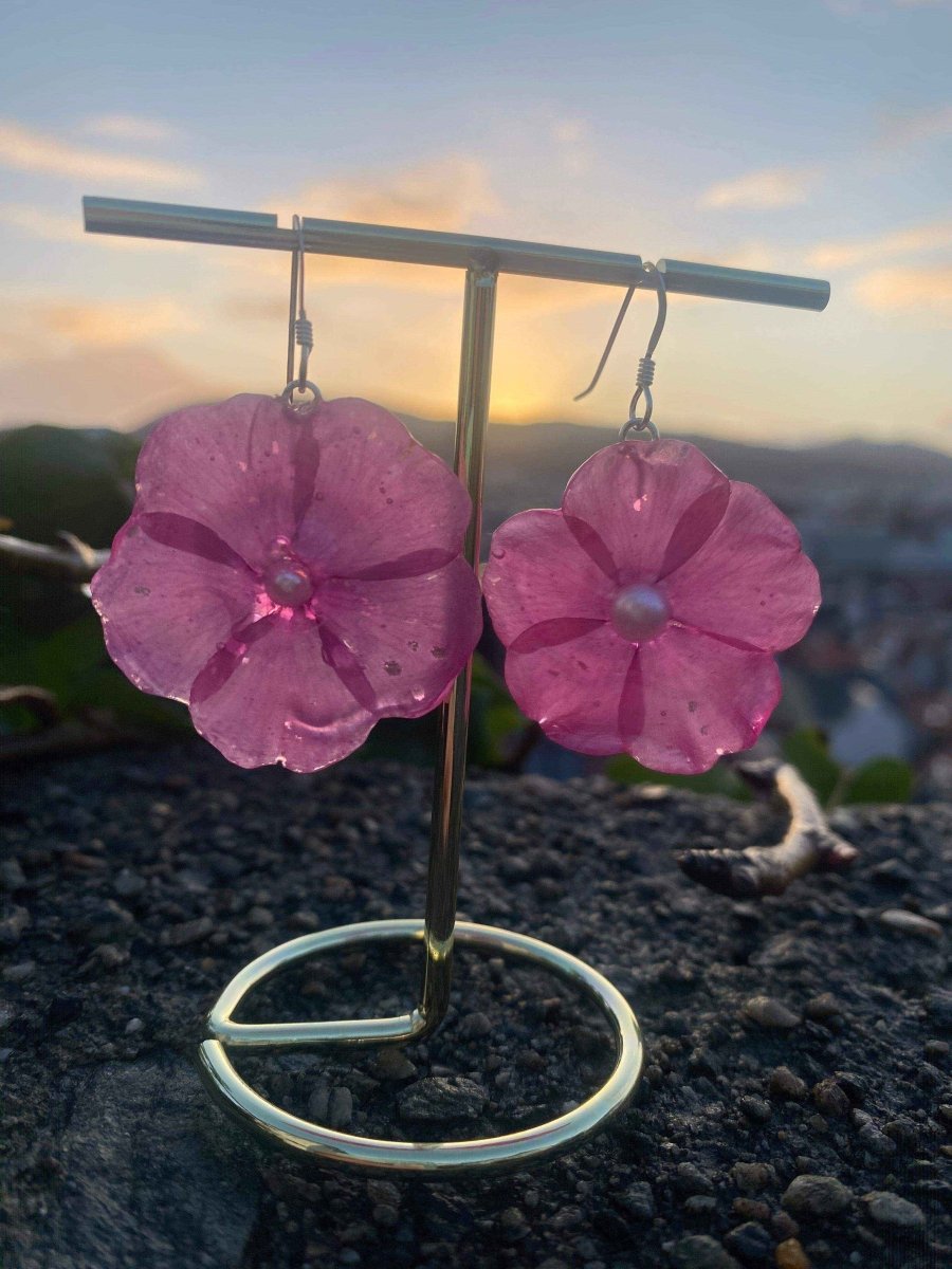 Rosa høstfloks øredobber, 3D sølv - KNASK