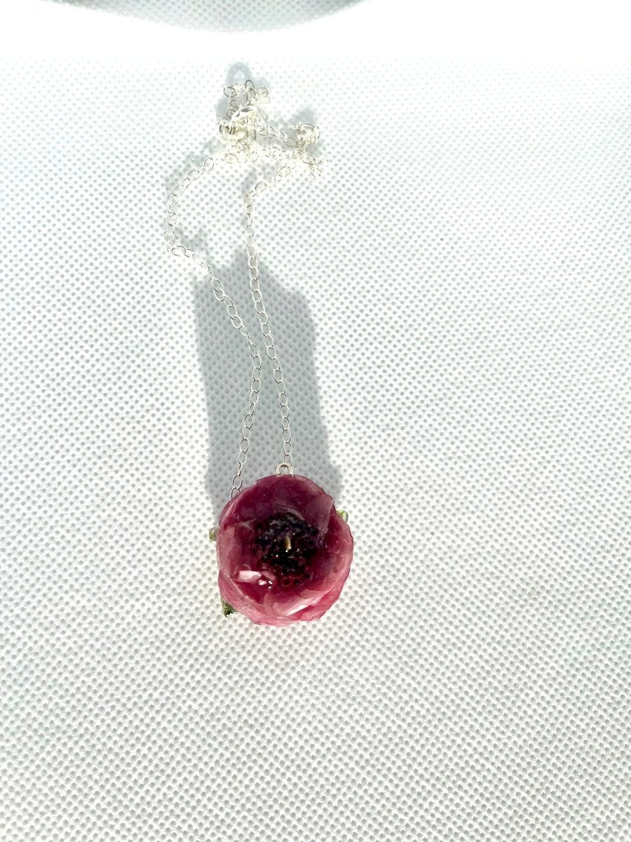 ROSA RANUKKEL blomstersmykke, sølvkjede - Smykke KNASK