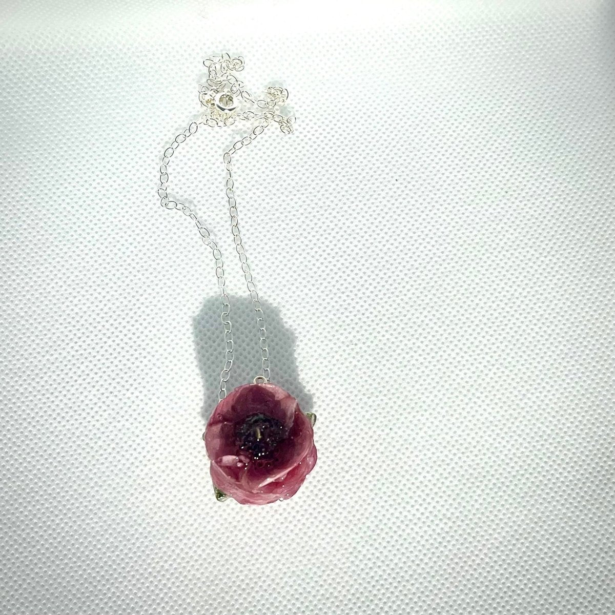 ROSA RANUKKEL blomstersmykke, sølvkjede - Smykke KNASK