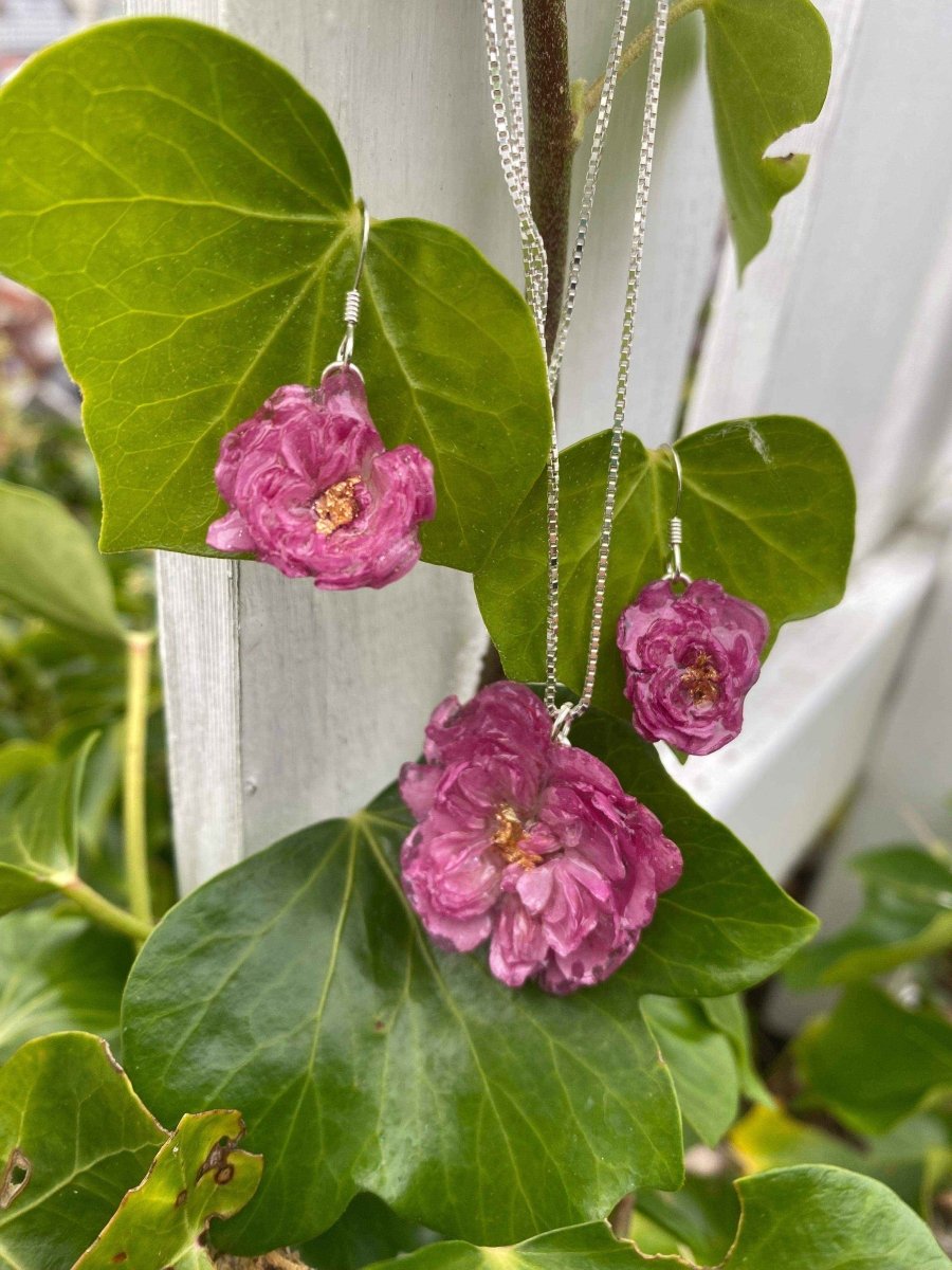 Rosa rose-smykke, 3D sølv - KNASK