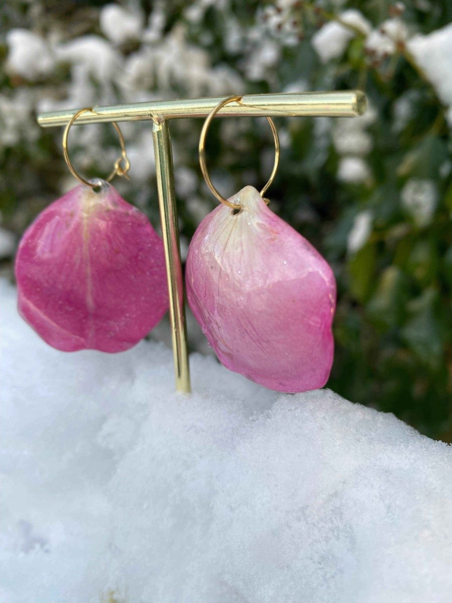 Rosa roseblad øreringer, 18K gull forgyllet stål - KNASK