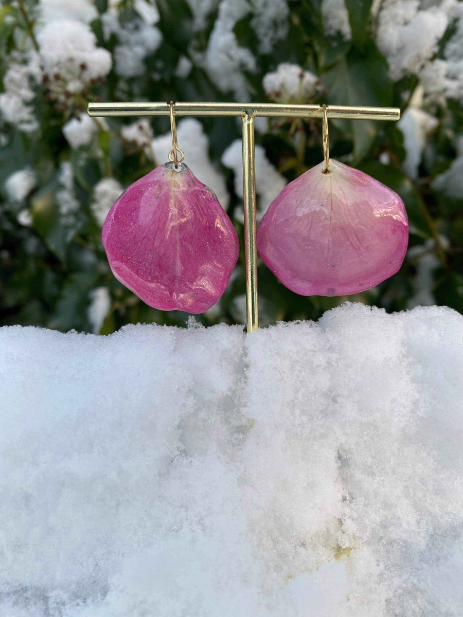 Rosa roseblad øreringer, 18K gull forgyllet stål - KNASK